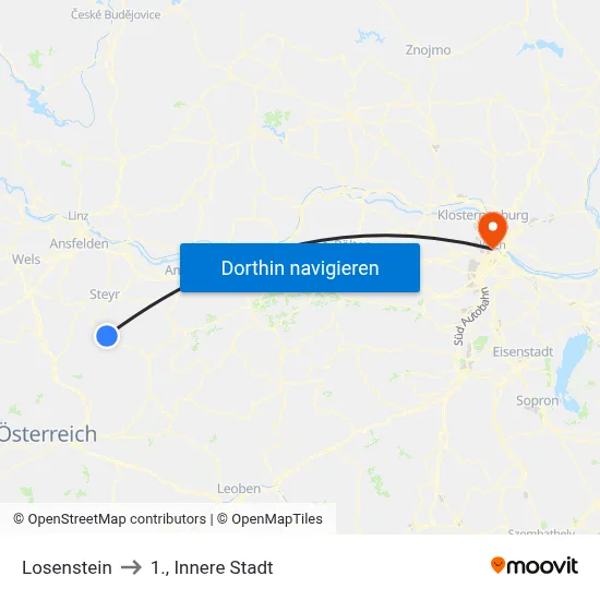 Losenstein to 1., Innere Stadt map