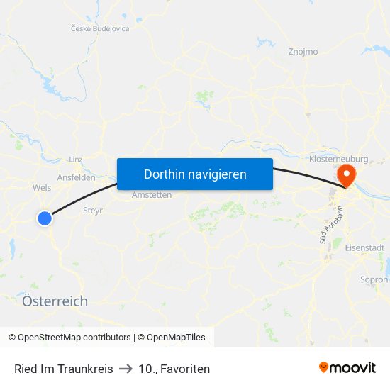 Ried Im Traunkreis to 10., Favoriten map