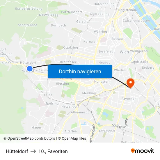 Hütteldorf to 10., Favoriten map