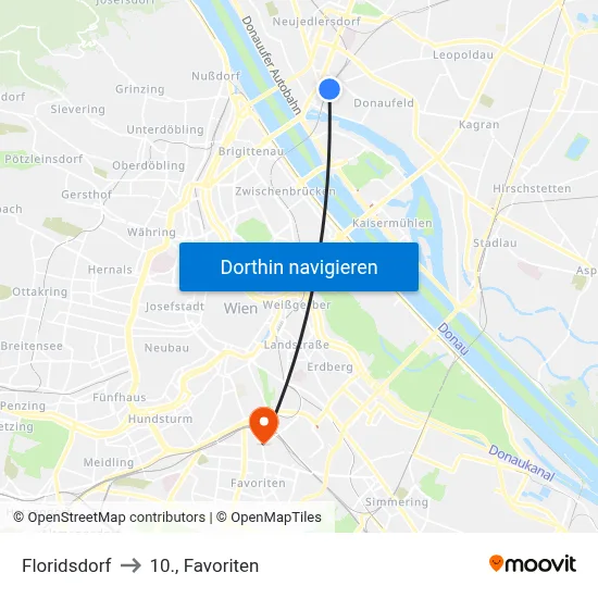 Floridsdorf to 10., Favoriten map