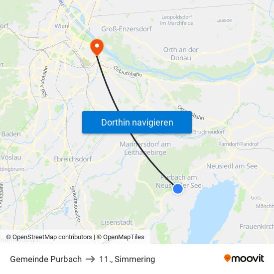 Gemeinde Purbach to 11., Simmering map