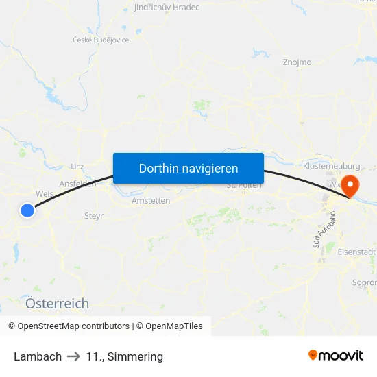 Lambach to 11., Simmering map