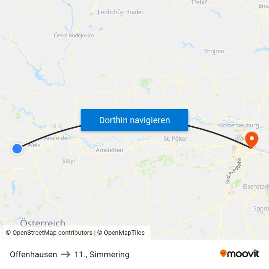 Offenhausen to 11., Simmering map
