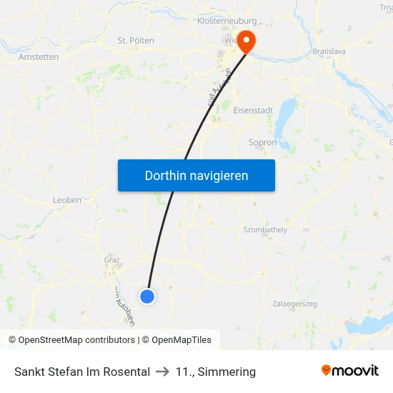 Sankt Stefan Im Rosental to 11., Simmering map