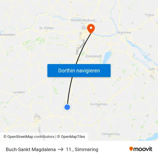 Buch-Sankt Magdalena to 11., Simmering map