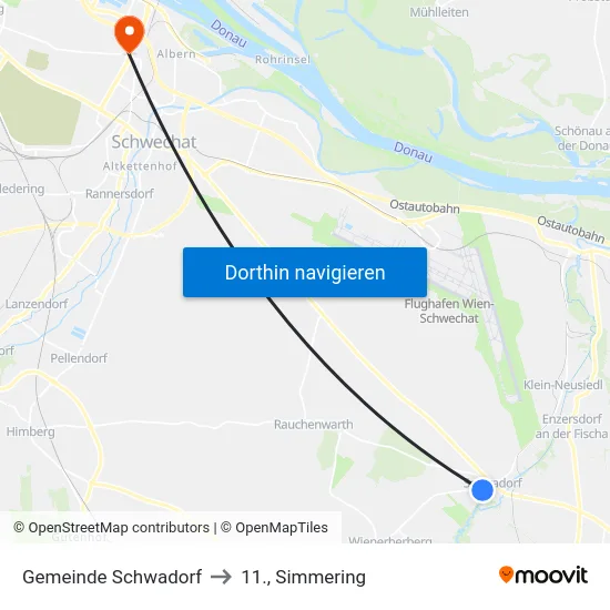 Gemeinde Schwadorf to 11., Simmering map