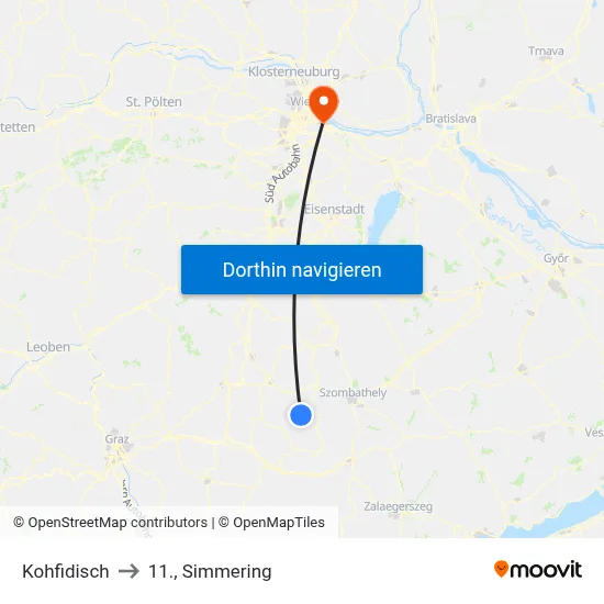 Kohfidisch to 11., Simmering map