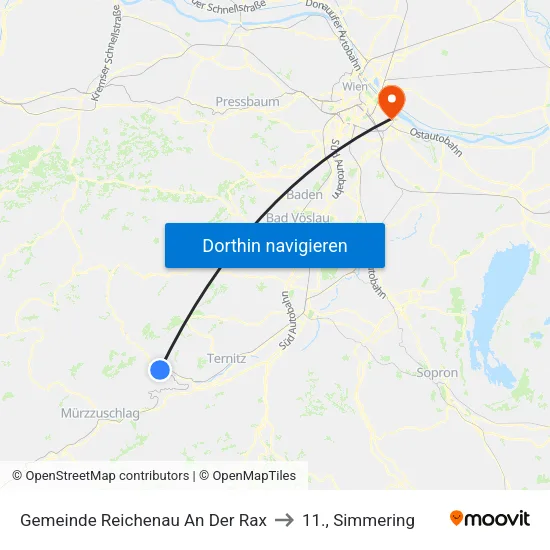 Gemeinde Reichenau An Der Rax to 11., Simmering map