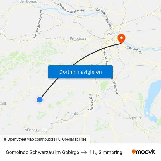 Gemeinde Schwarzau Im Gebirge to 11., Simmering map
