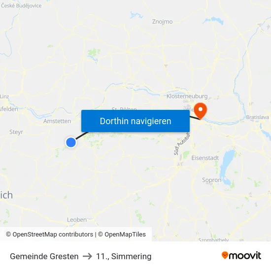 Gemeinde Gresten to 11., Simmering map