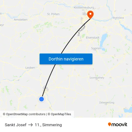 Sankt Josef to 11., Simmering map