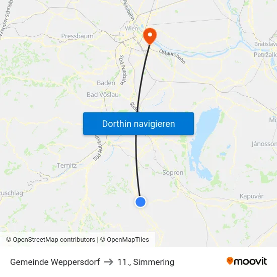 Gemeinde Weppersdorf to 11., Simmering map
