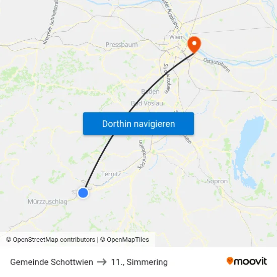 Gemeinde Schottwien to 11., Simmering map