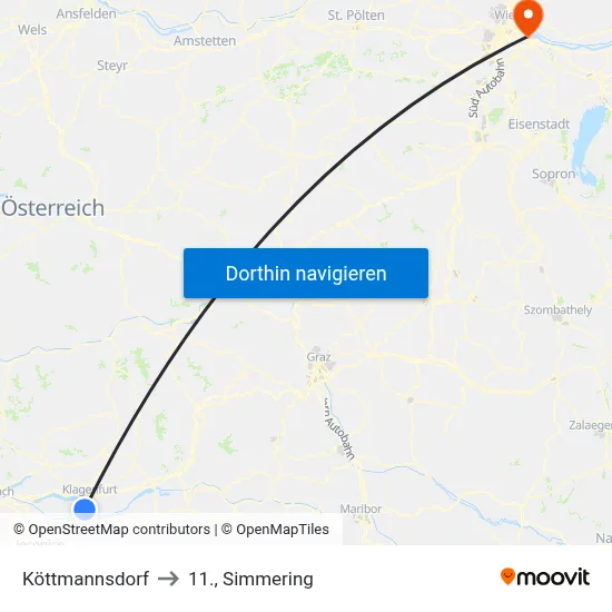 Köttmannsdorf to 11., Simmering map