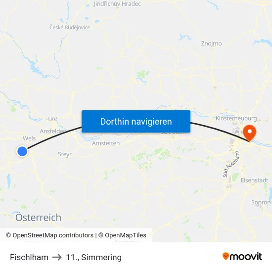 Fischlham to 11., Simmering map
