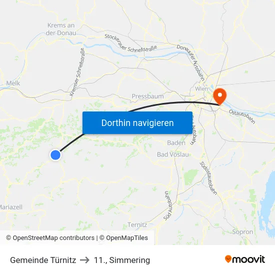 Gemeinde Türnitz to 11., Simmering map