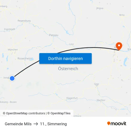 Gemeinde Mils to 11., Simmering map