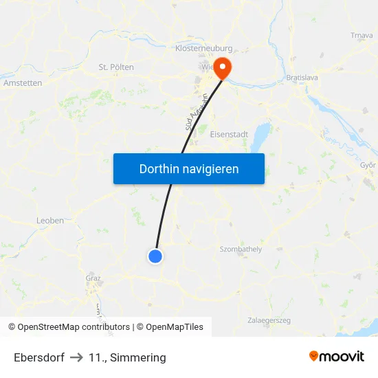 Ebersdorf to 11., Simmering map