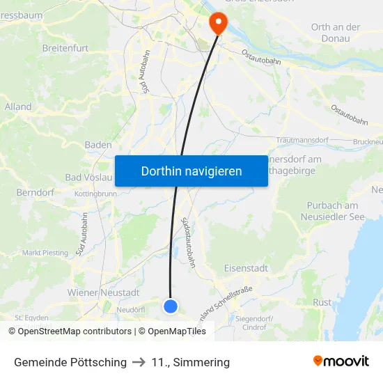 Gemeinde Pöttsching to 11., Simmering map