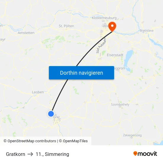 Gratkorn to 11., Simmering map