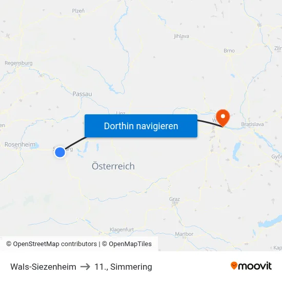 Wals-Siezenheim to 11., Simmering map