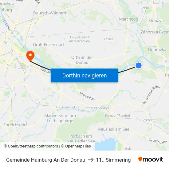 Gemeinde Hainburg An Der Donau to 11., Simmering map