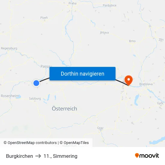 Burgkirchen to 11., Simmering map