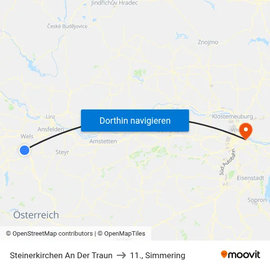 Steinerkirchen An Der Traun to 11., Simmering map