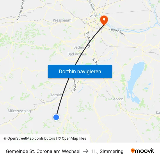 Gemeinde St. Corona am Wechsel to 11., Simmering map