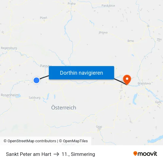 Sankt Peter am Hart to 11., Simmering map