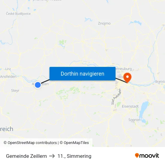 Gemeinde Zeillern to 11., Simmering map