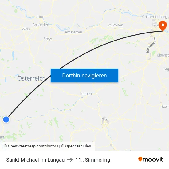 Sankt Michael Im Lungau to 11., Simmering map