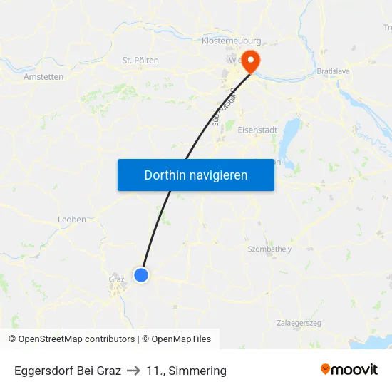 Eggersdorf Bei Graz to 11., Simmering map