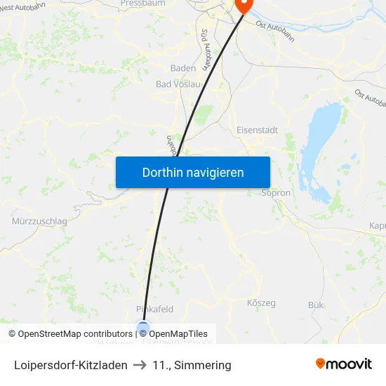 Loipersdorf-Kitzladen to 11., Simmering map