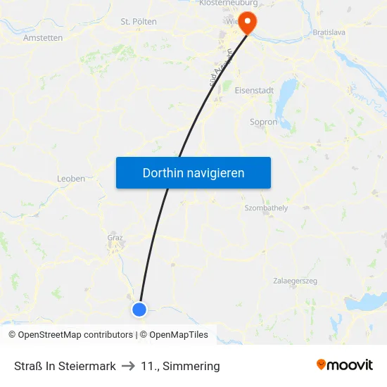 Straß In Steiermark to 11., Simmering map