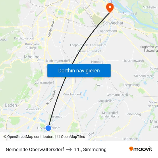 Gemeinde Oberwaltersdorf to 11., Simmering map