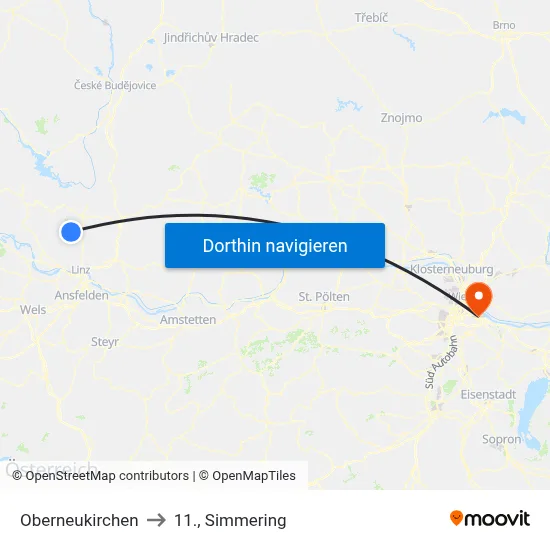Oberneukirchen to 11., Simmering map