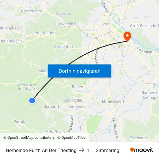 Gemeinde Furth An Der Triesting to 11., Simmering map