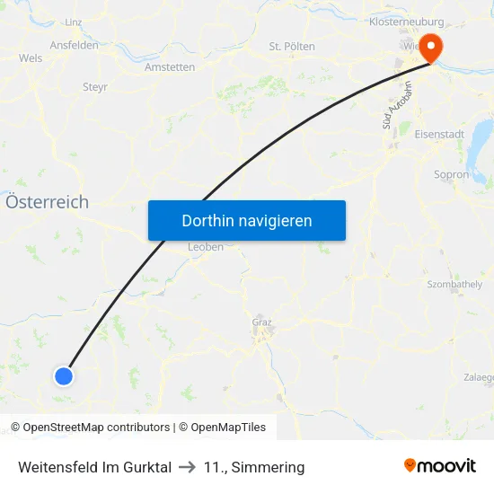 Weitensfeld Im Gurktal to 11., Simmering map