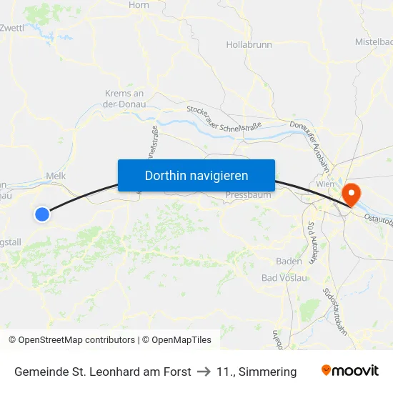Gemeinde St. Leonhard am Forst to 11., Simmering map