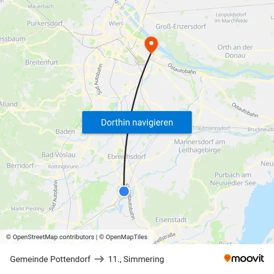 Gemeinde Pottendorf to 11., Simmering map