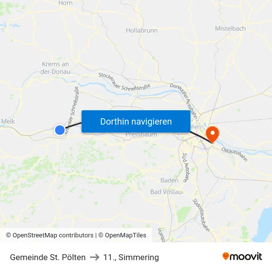 Gemeinde St. Pölten to 11., Simmering map
