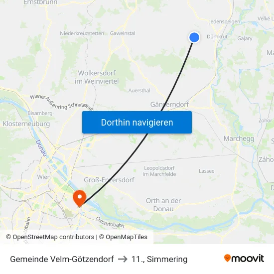 Gemeinde Velm-Götzendorf to 11., Simmering map