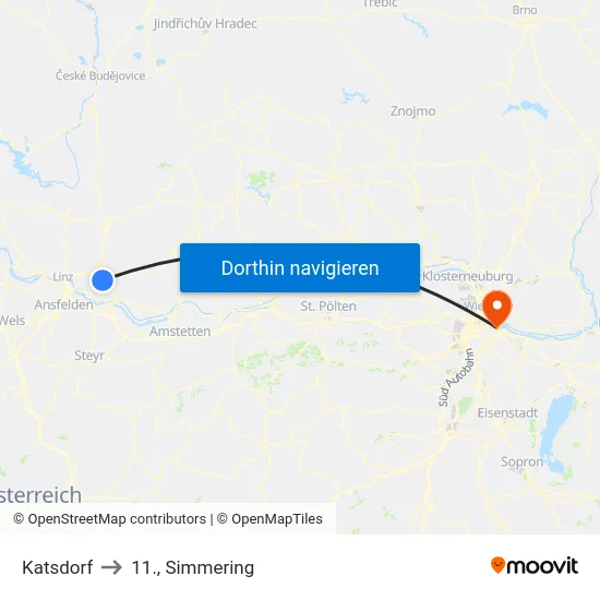 Katsdorf to 11., Simmering map