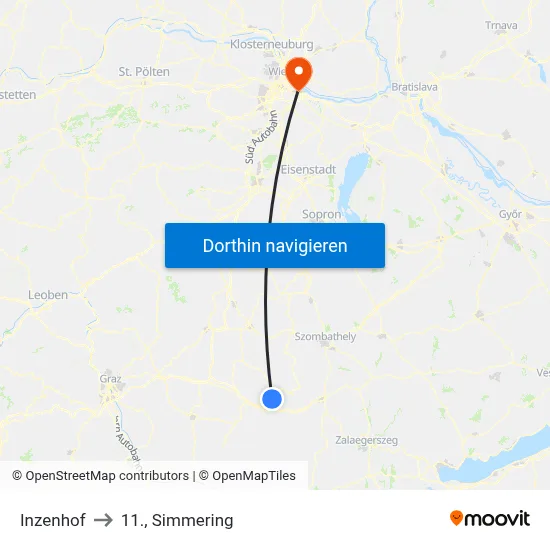 Inzenhof to 11., Simmering map
