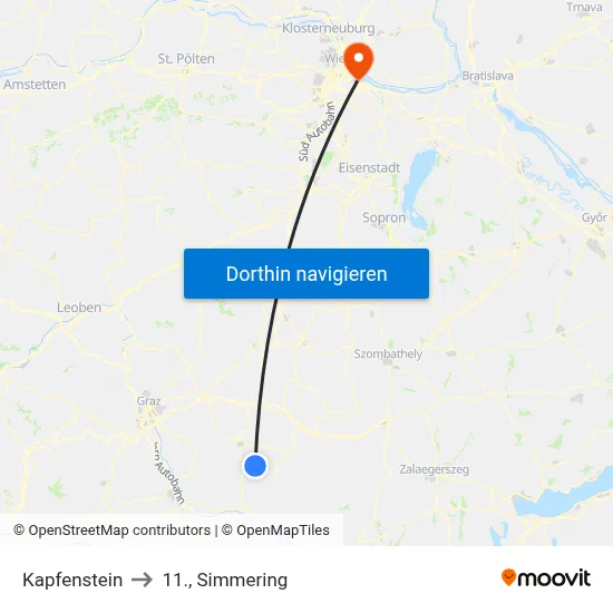 Kapfenstein to 11., Simmering map