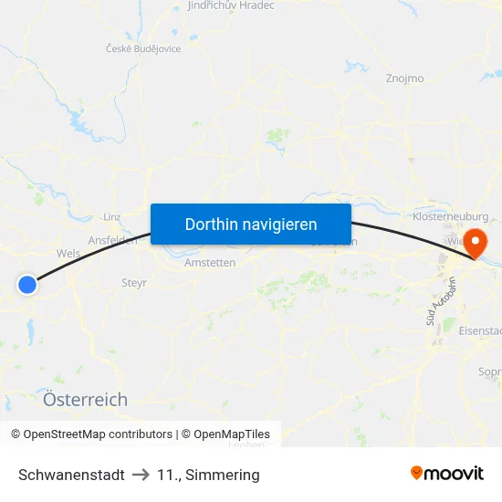Schwanenstadt to 11., Simmering map