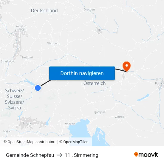 Gemeinde Schnepfau to 11., Simmering map