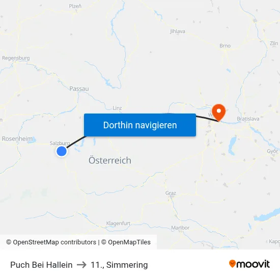 Puch Bei Hallein to 11., Simmering map