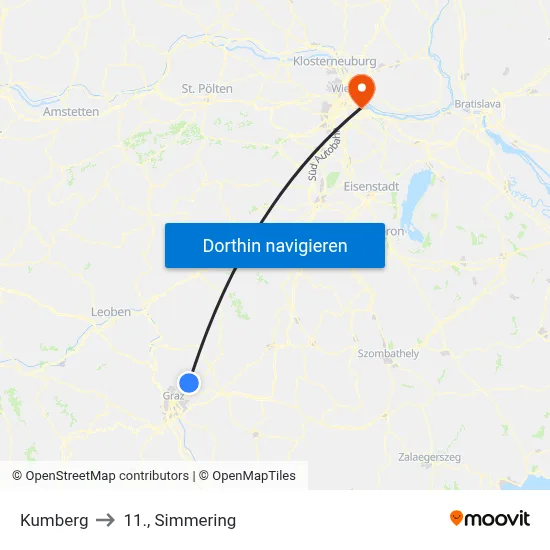 Kumberg to 11., Simmering map